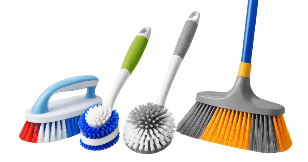 Household cleaning brushes with monofilament bristles for effective cleaning.