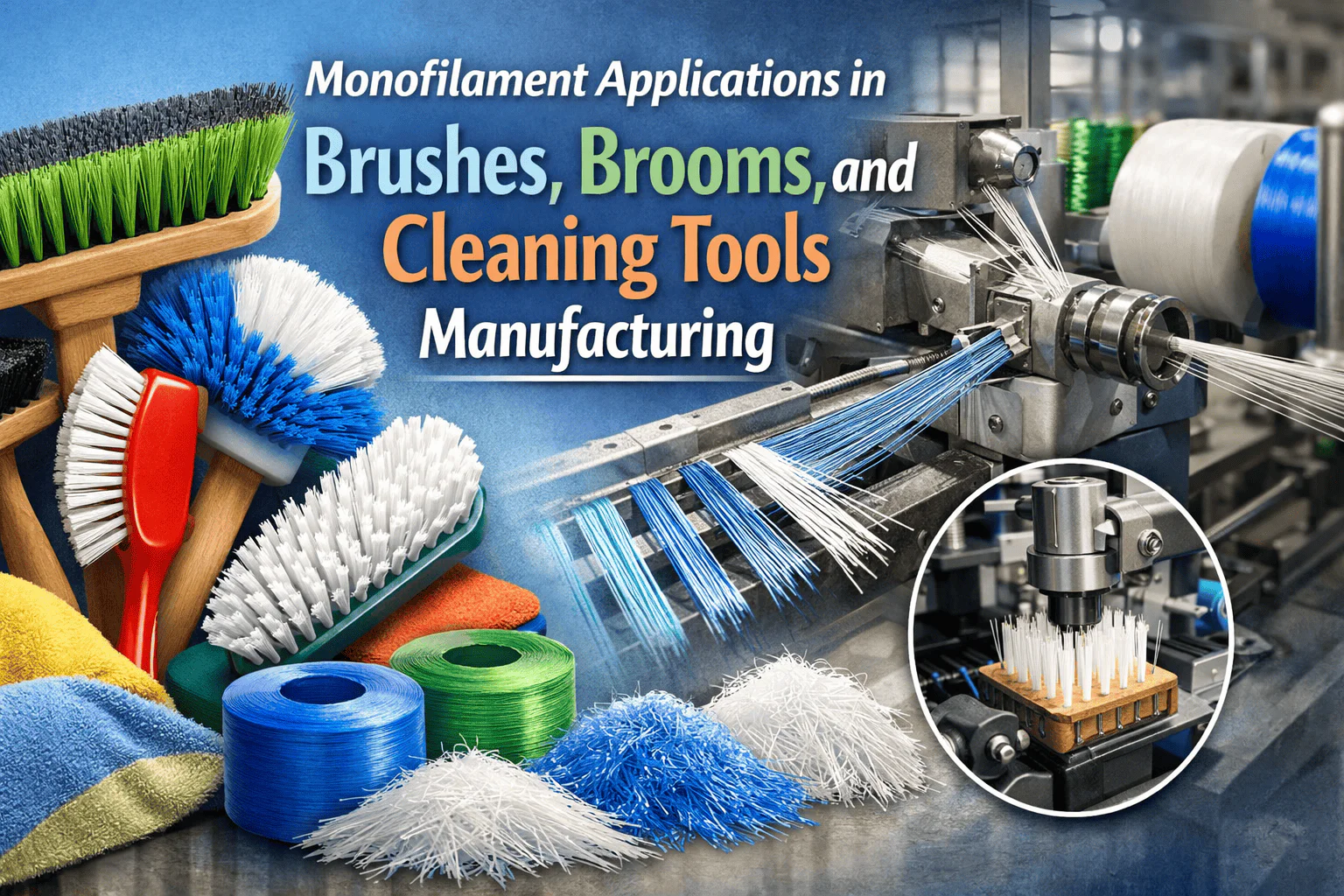 Monofilament used in brushes, brooms, and cleaning tools production.