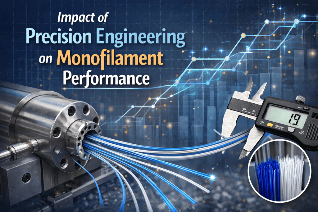 Advanced precision engineering tools testing monofilament performance with digital measurement devic.