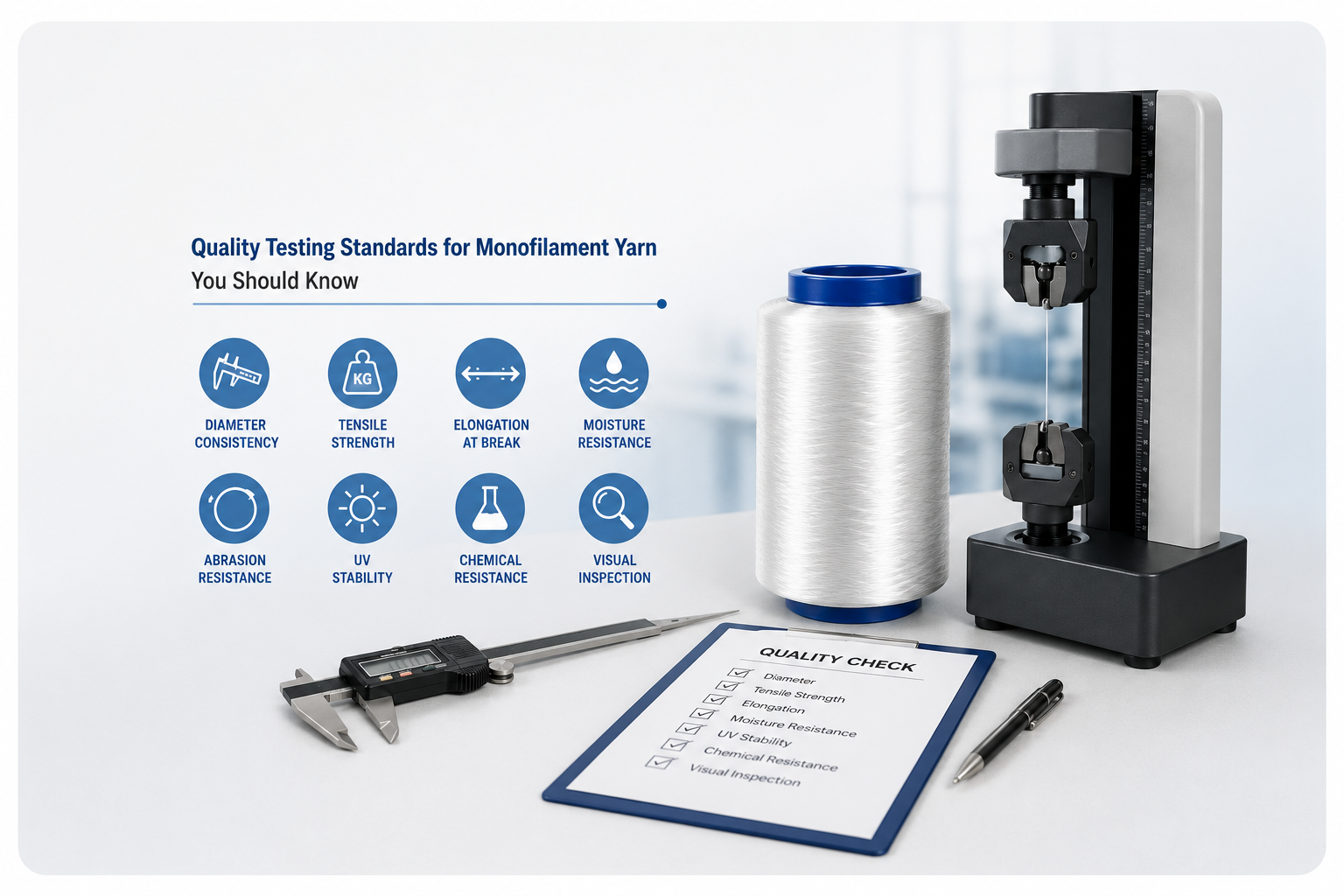 Quality testing standards for monofilament yarn