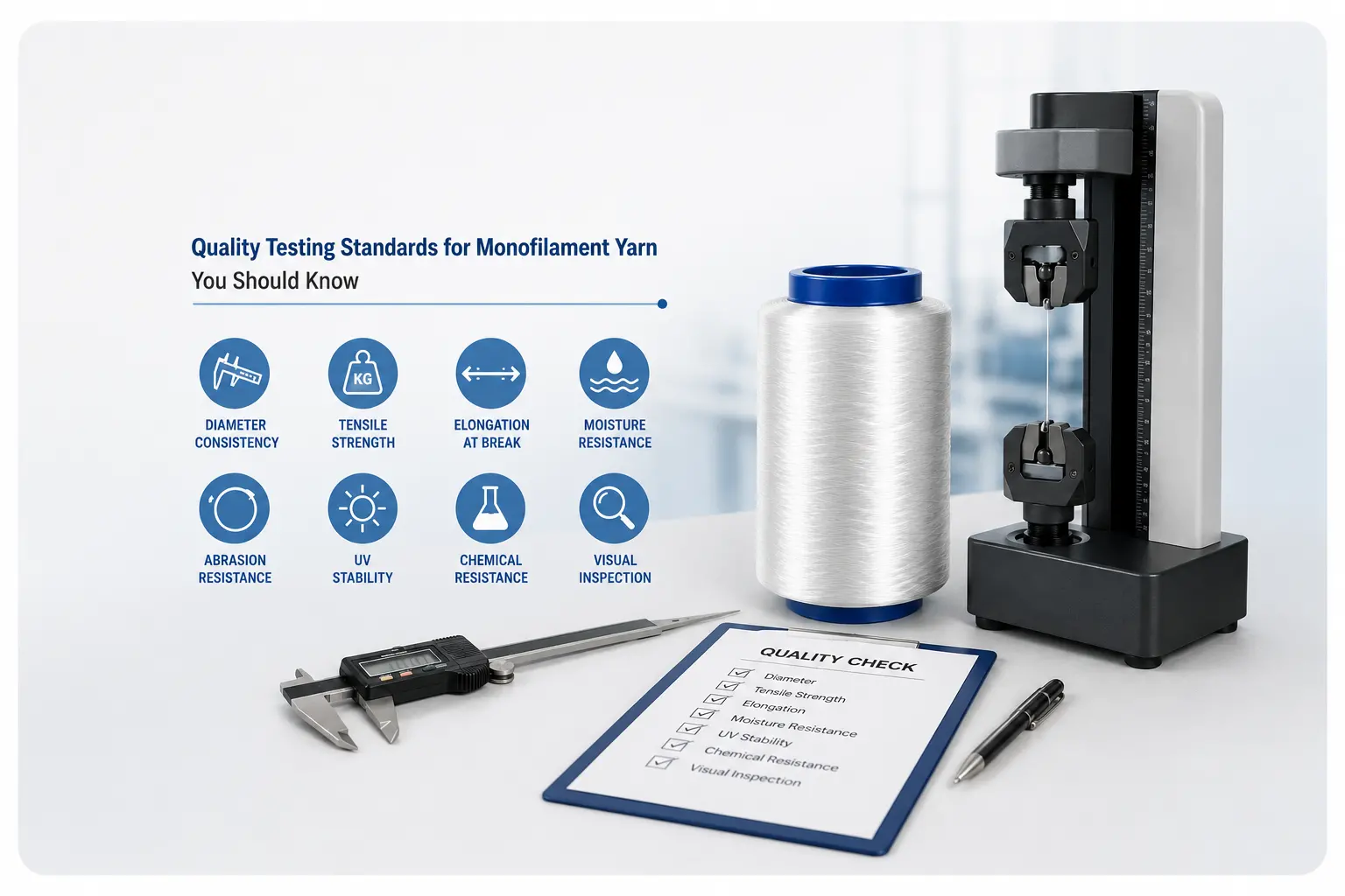 Quality testing standards for monofilament yarn